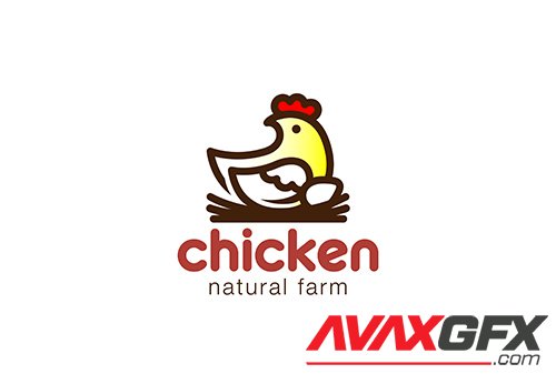 Chicken sitting nest logo linear vector