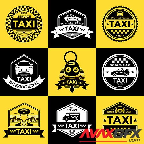 Taxi retro style emblems