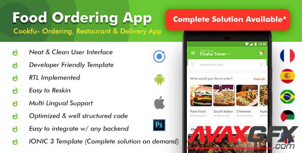 CodeCanyon - Food Delivery App|Food Ordering App|Android + iOS App Template|3 Apps| Multi Restro Cookfu (IONIC 4) v2.0 - 25697148