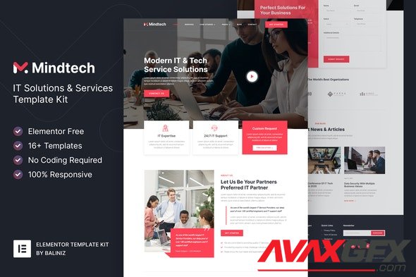ThemeForest - Mindtech v1.0.0 - IT Solutions & Services Company Elementor Template Kit - 31685542