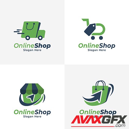 Flat e-commerce logo collection