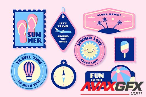 Holidays summer sticker collection 70s style
