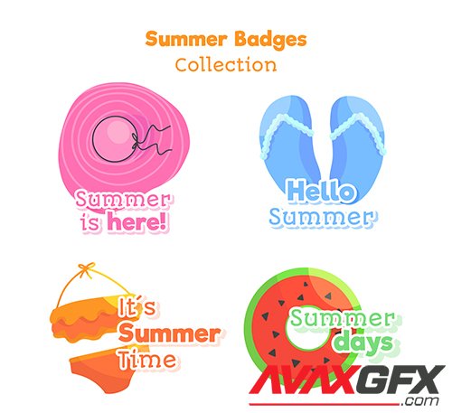 Hand-drawn summer badge collection