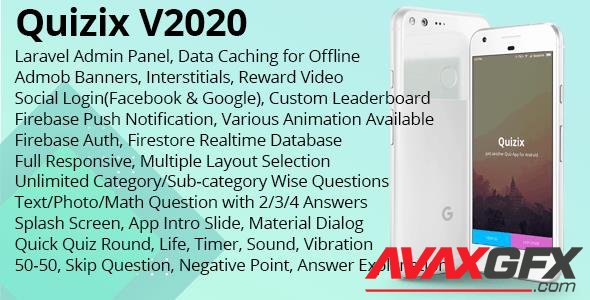 CodeCanyon - Quizix v4.5 - Android Quiz App with AdMob, FCM Push Notification, Offline Data Caching - (Update: 18 February 20) - 21213145