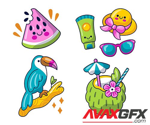 Kawaii summer stickers pack