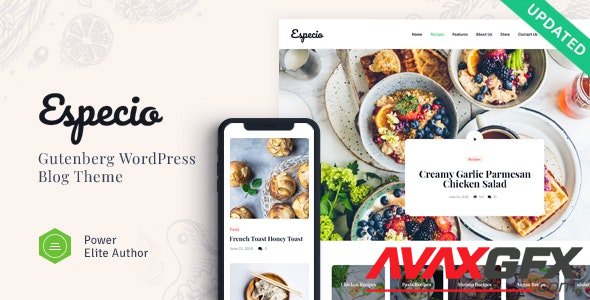 ThemeForest - Especio v1.0.3 - Personal Gutenberg Food Blog WordPress Theme - 23101482