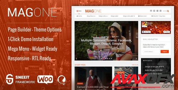 ThemeForest - MagOne v7.4 ­ Responsive Magazine & News WordPress Theme - 14342350