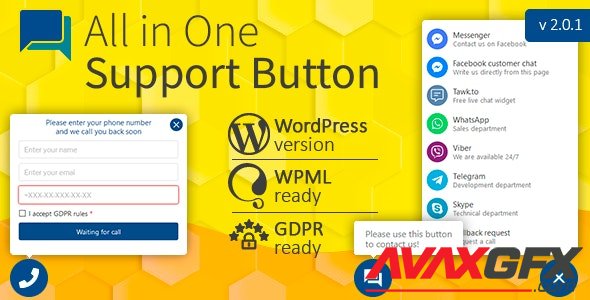 CodeCanyon - All in One Support Button v2.0.4 + Callback Request. WhatsApp, Messenger, Telegram, LiveChat and more... - 22266189 - NULLED