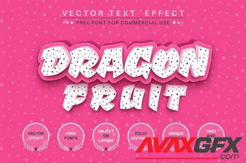 Dragon Fruit - editable text effect, font style