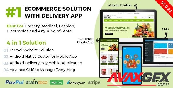 CodeCanyon - Ecommerce Solution with Delivery App For Grocery, Food, Pharmacy, Any Store / Laravel + Android Apps v1.0.22 - 26840547