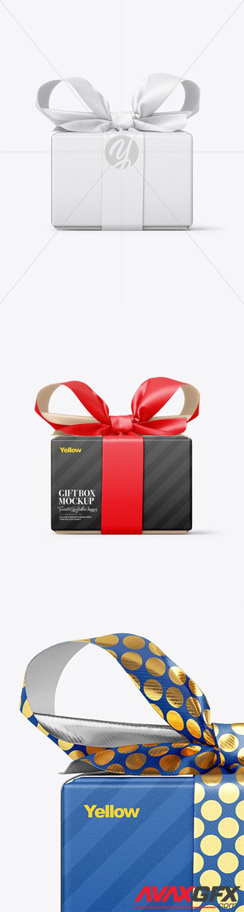 Gift Box With Matte Bow Mockup - Front View 78754 TIF