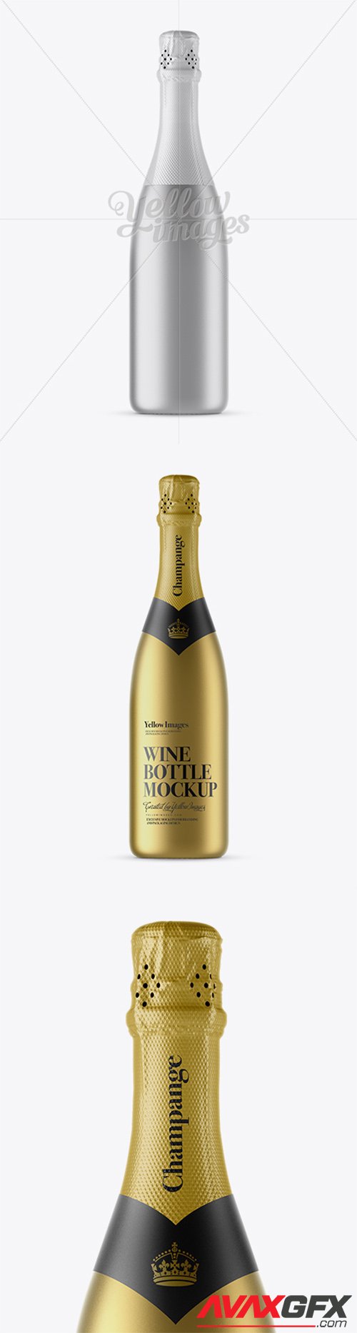 Matte Metallic Champagne Bottle with Textured Foil Mockup 78952 TIF