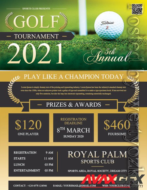 Modern Golf Tournament Flyer PSD Design Template