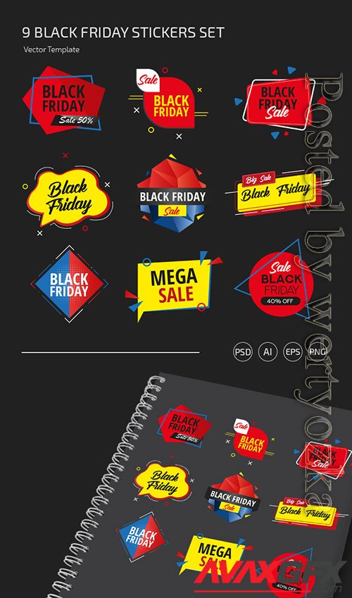 Black Friday stickers set template