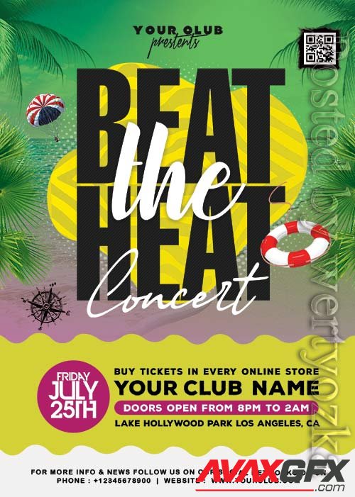 Beat the Heat Summer Music Event Flyer PSD