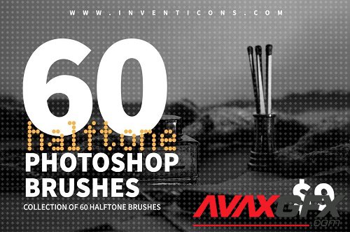 CreativeMarket - 60 Halftone Photoshop Brushes 6028561