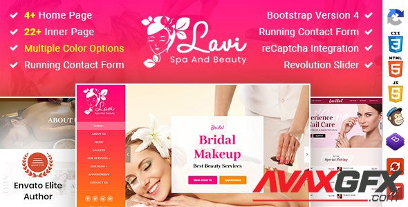 ThemeForest - Lavi v1.0 - Beauty Spa Salon Makeup Parlour Bootstrap 4 Template (Update: 28 April 21) - 25936003