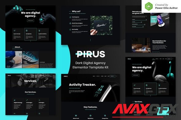 ThemeForest - PIRUS v1.0.1 - Dark Digital Agency Elementor Template Kit - 30745187