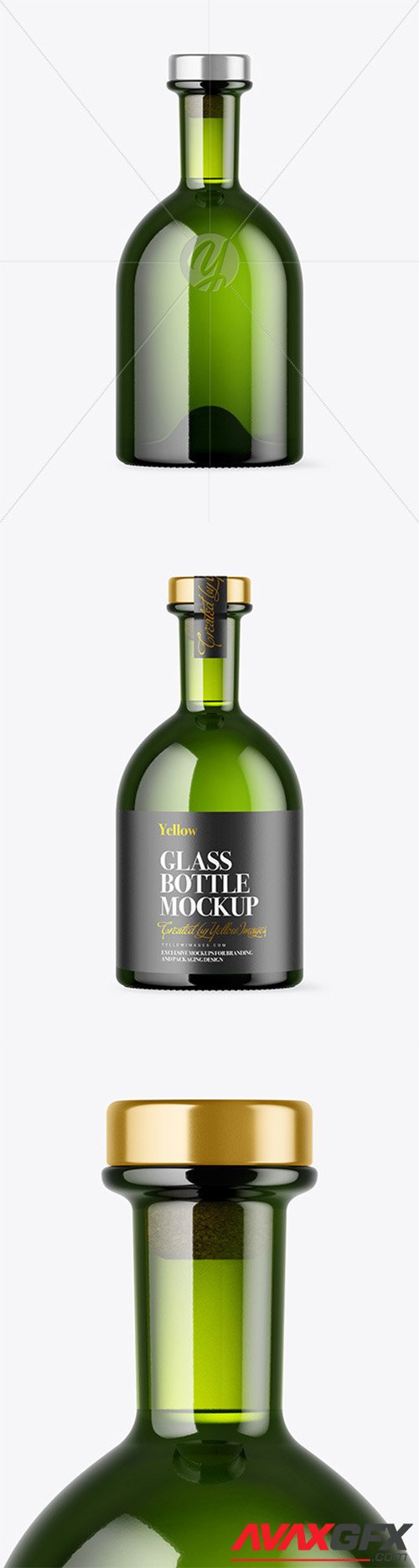 Green Glass Bottle with Wooden Cap Mockup 79679 TIF
