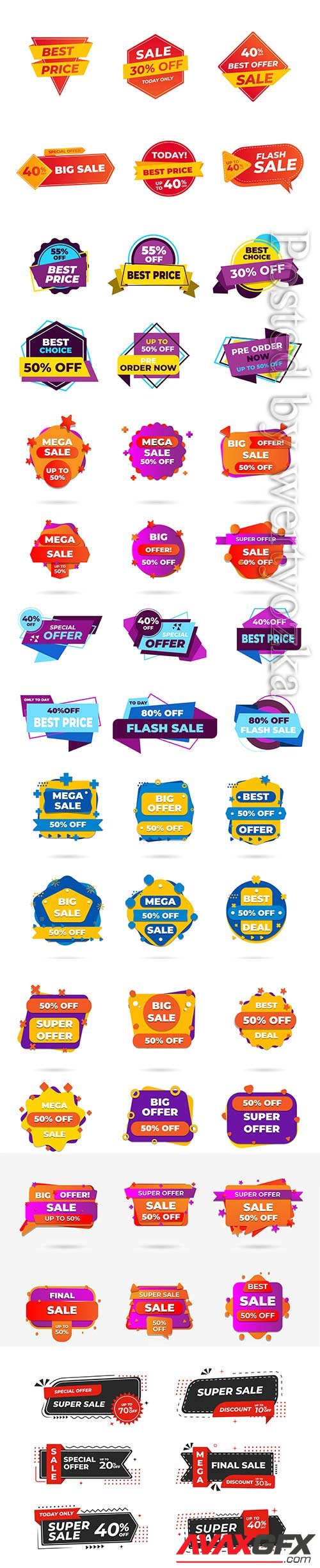 Sale banners and tag, labels, discount sticker