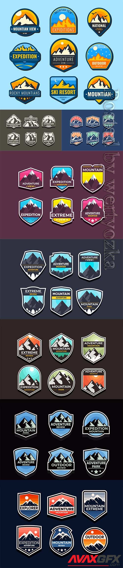 Explore mountain advanture symbol vector set