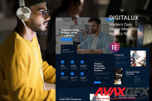 ThemeForest - Digitalux v1.0.0 - Modern Dark Digital Marketing Agency Template Kit - 31849952