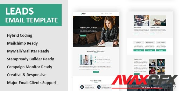 ThemeForest - Leads v1.0 - Multipurpose Responsive Email Template with Online StampReady & Mailchimp Editors - 22751803