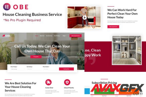ThemeForest - Obe v1.0.0 - House Cleaning Business Elementor Template Kits - 31886976