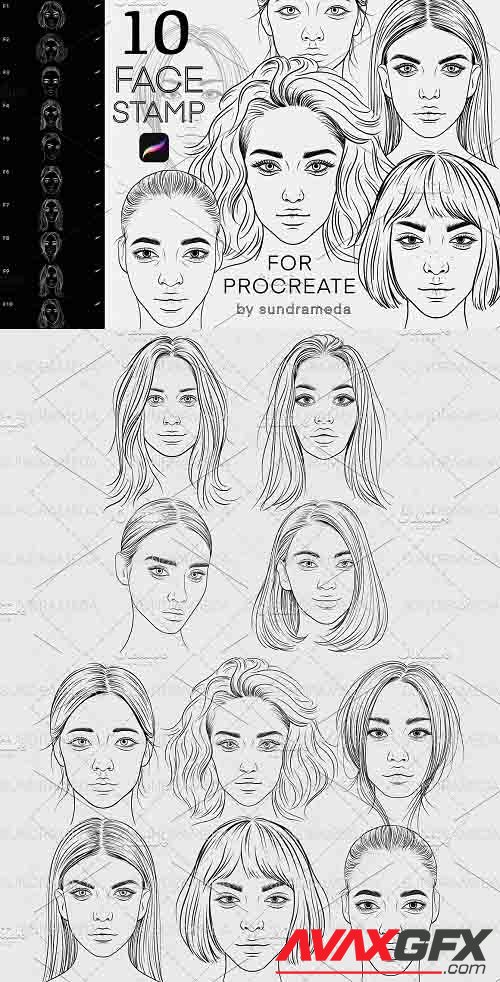 Face Stamp Brushes Procreate - 5909479