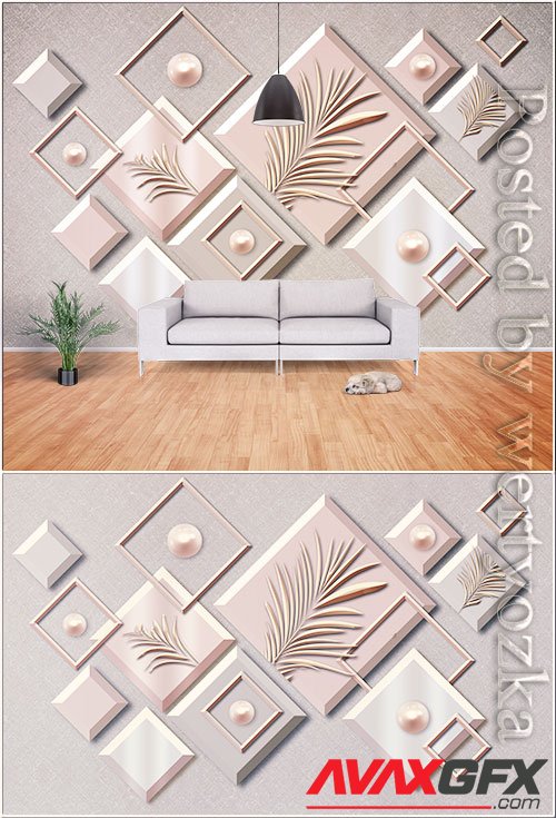 Minimalistic three dimensional geometric wrought iron decorative tv background wall