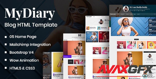 ThemeForest - MyDiary v1.0 - Newspaper Magazine & Personal Blog HTML Template - 25624972