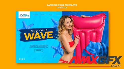 Landing psd page template for summer beach vacation