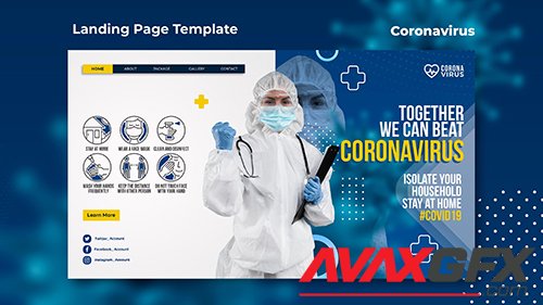 Landing psd page template for coronavirus awareness