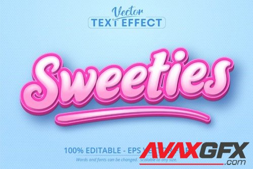 Sweeties text, Cartoon Style Editable Text Effect