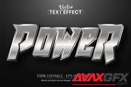 Power text, Silver Style Editable Text Effect