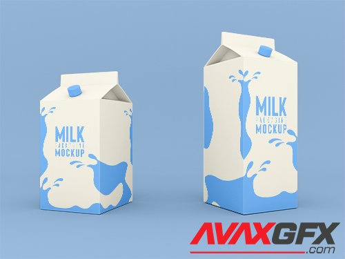 Milk packaging box psd mockup