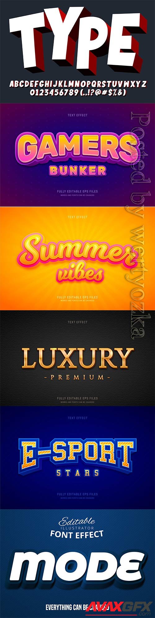 3d editable text style effect vector vol 343