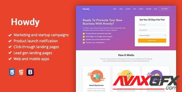 ThemeForest - Howdy v1.0.4 - Multipurpose High-Converting Landing Page WordPress Theme - 23600197