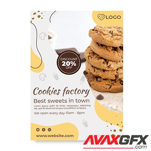 Cookies factory poster with discount