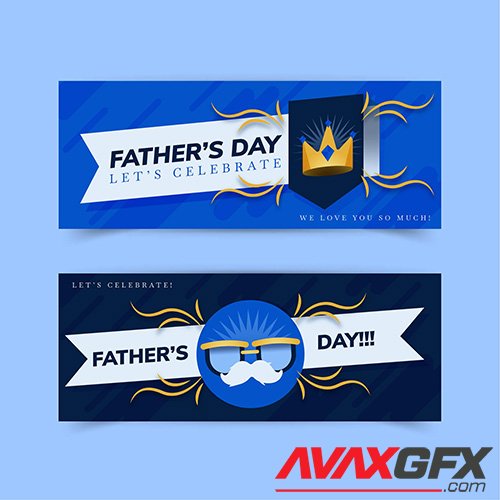 Flat fathers day banners set