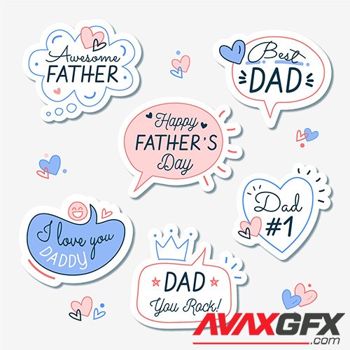 Hand-drawn fathers day badge collection