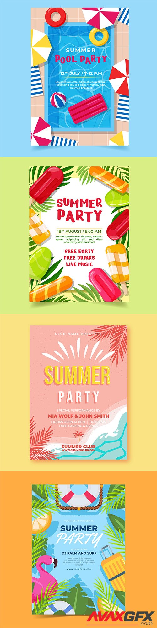 Summer party vertical poster template