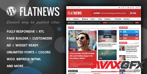 ThemeForest - FlatNews v5.1 - Responsive Magazine WordPress Theme - 6000513
