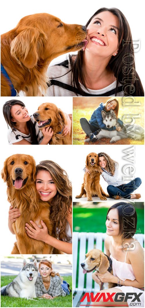 Women with dogs stock photo