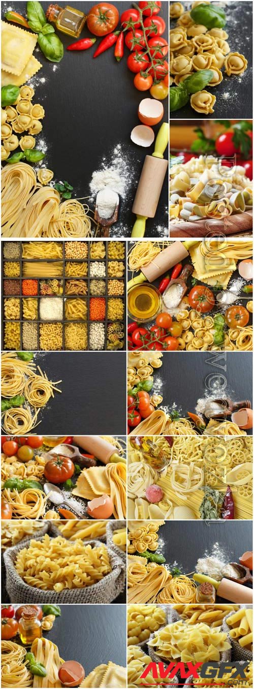 Vegetables and pasta stock photo