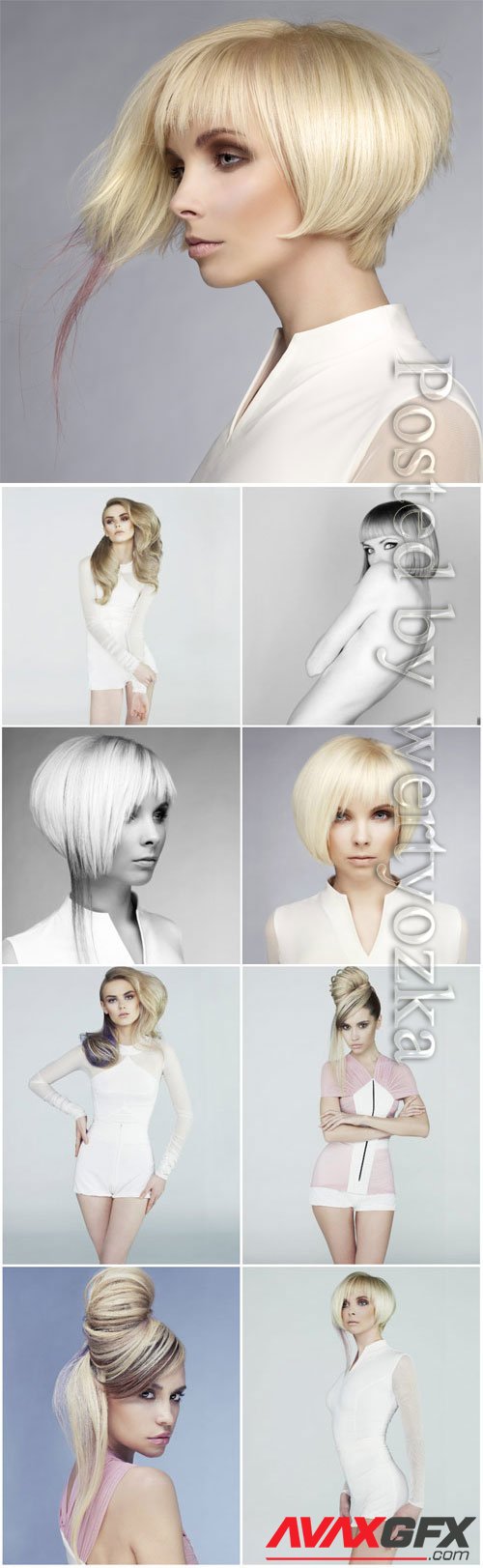 Stylish hairstyles for fashionable girls stock photo