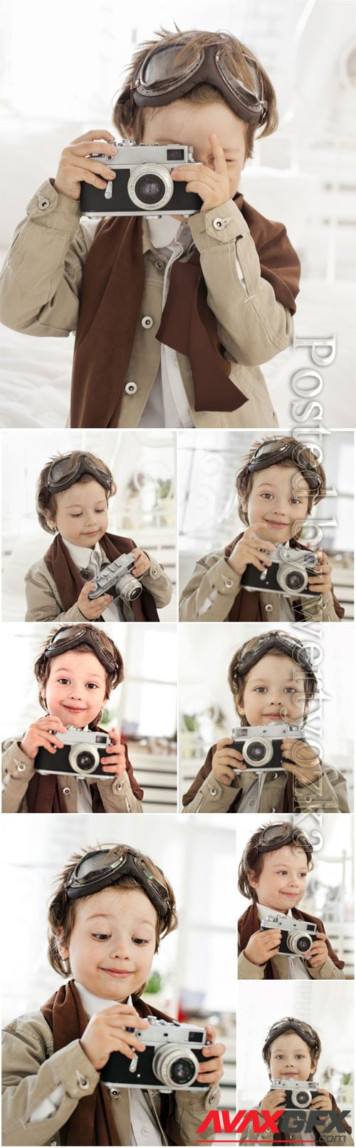 Handsome boy with camera stock photo