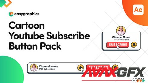 Cartoon Youtube Subscribe Button Pack 32065779