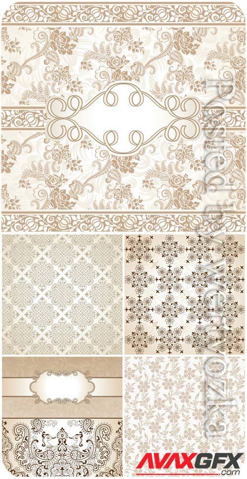 Vintage backgrounds with patterns in vector