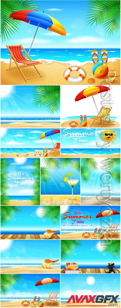 Summer marine backgrounds in vector